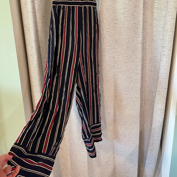 Bohemian striped rayon harem backless halter jumpsuit size small - Picture 2 of 6